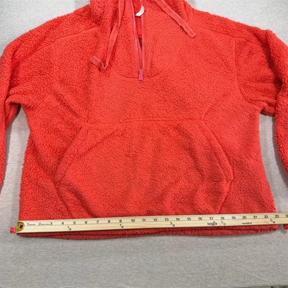 Free People Pullover Womens M Coral Pink Sherpa Half Zip Fleece - Picture 4 of 9